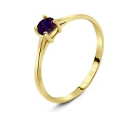 Gold Plate 4mm Amethyst CZ Ring CSR-150-4-GP